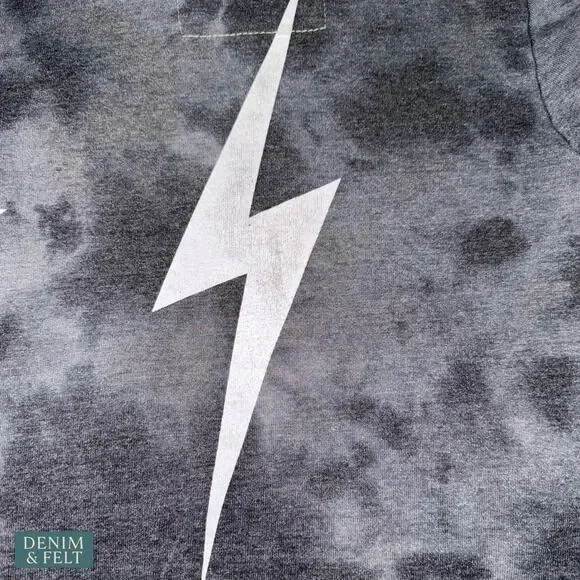 Aviator Nation Hand Dyed Bolt Zip Hoodie Vintage Charcoal Lightning XS Lounge - Picture 4 of 9